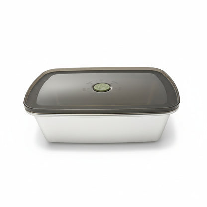 Geschlossener HotBox Innenbehälter mit transparentem Deckel und Dampfventil. Auslaufsicher und perfekt für den Kühlschrank.